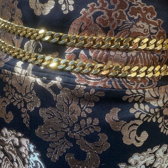 Ralph Lauren Collection * Y2K Brass Cuban Chain Link Double Wrap ID Plaque Belt - Picture 8 of 15